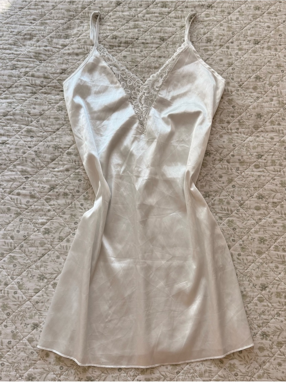 White lace slip dress with adjustable straps